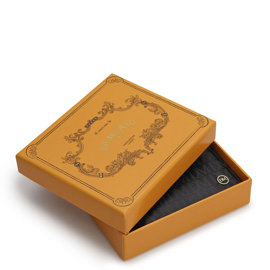 Monogram Bifold Leather Men's Wallet - Black