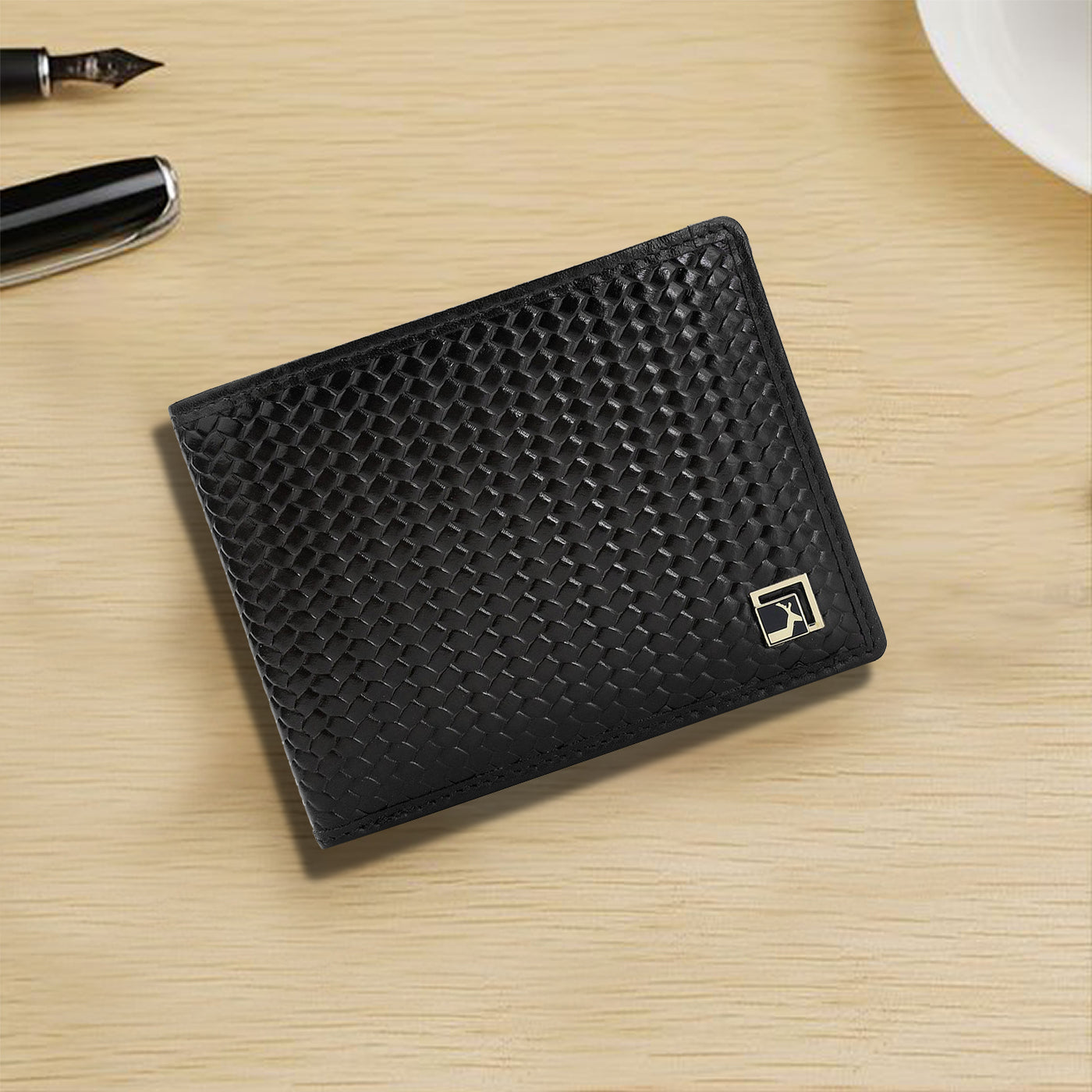 Black Bifold Leather Mens Wallet