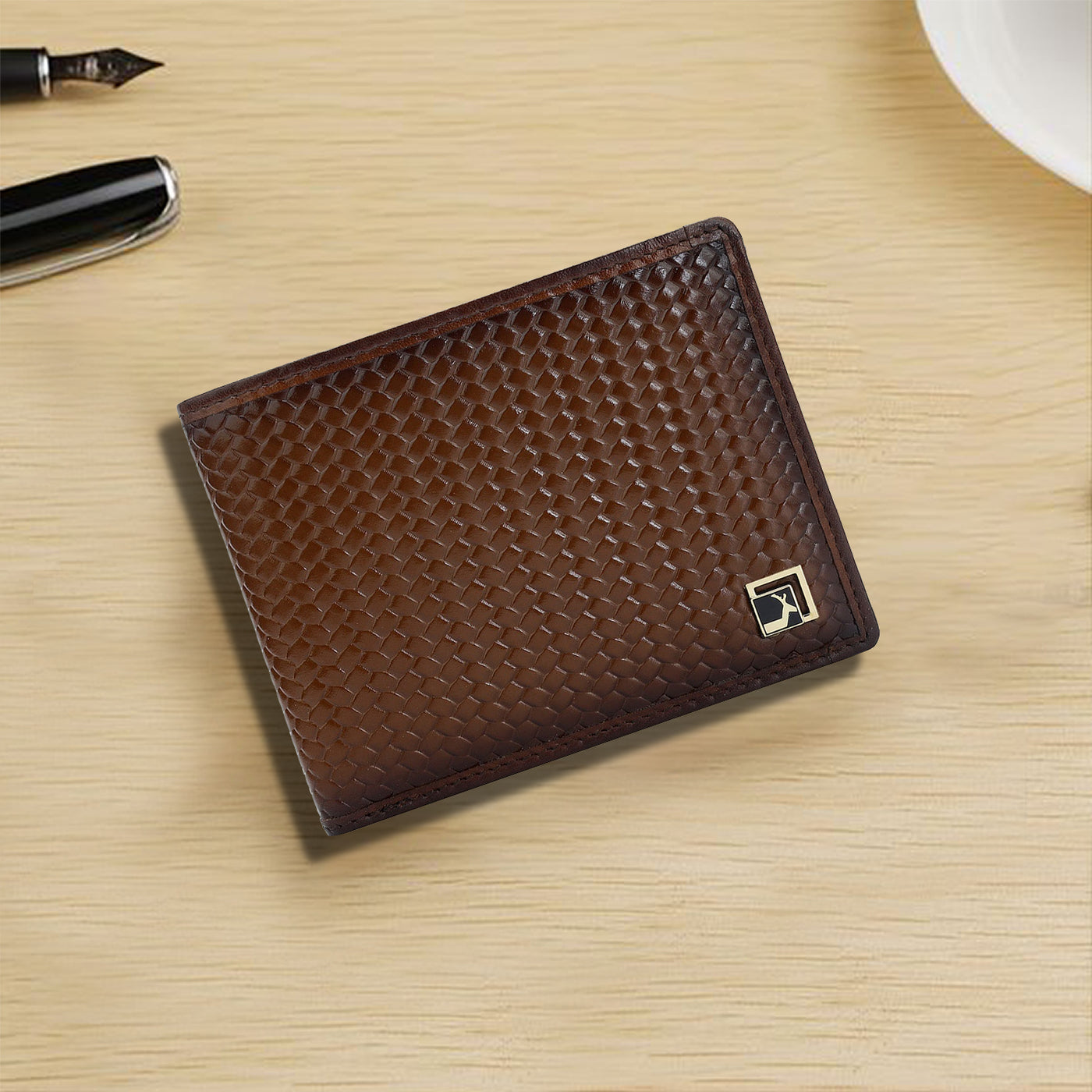 Cognac Bifold Leather Mens Wallet
