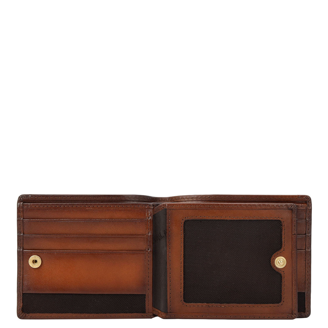 Mat-Emboss Bifold Men's Wallet - Cognac