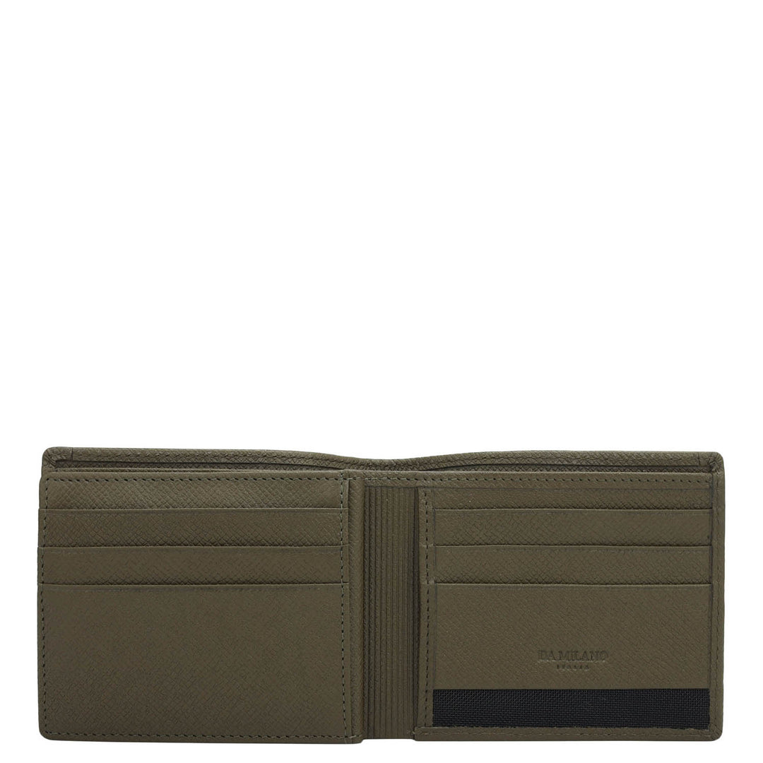Military Green Bifold Leather Mens Wallet