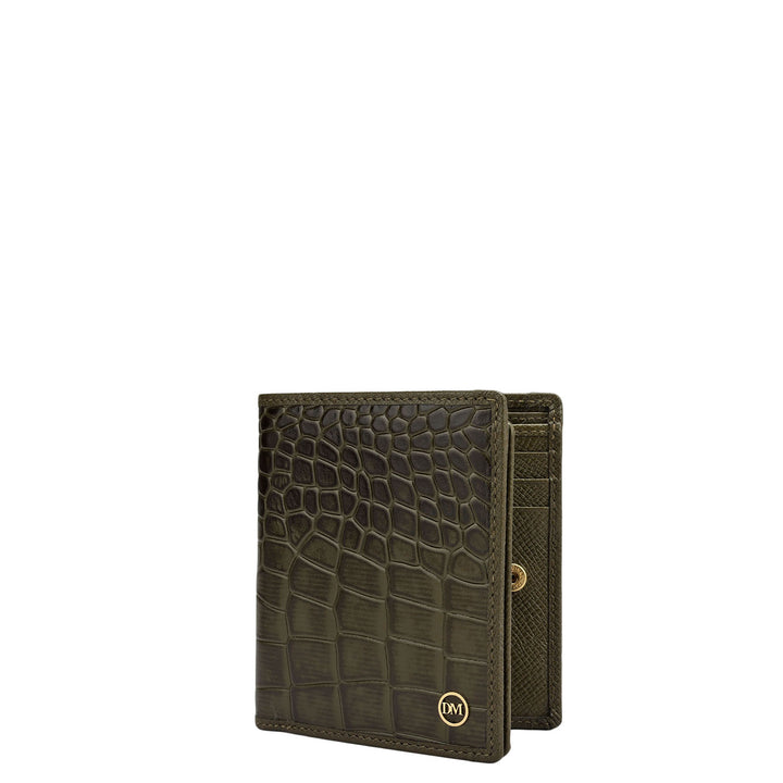 Military Green Bifold Leather Mens Wallet