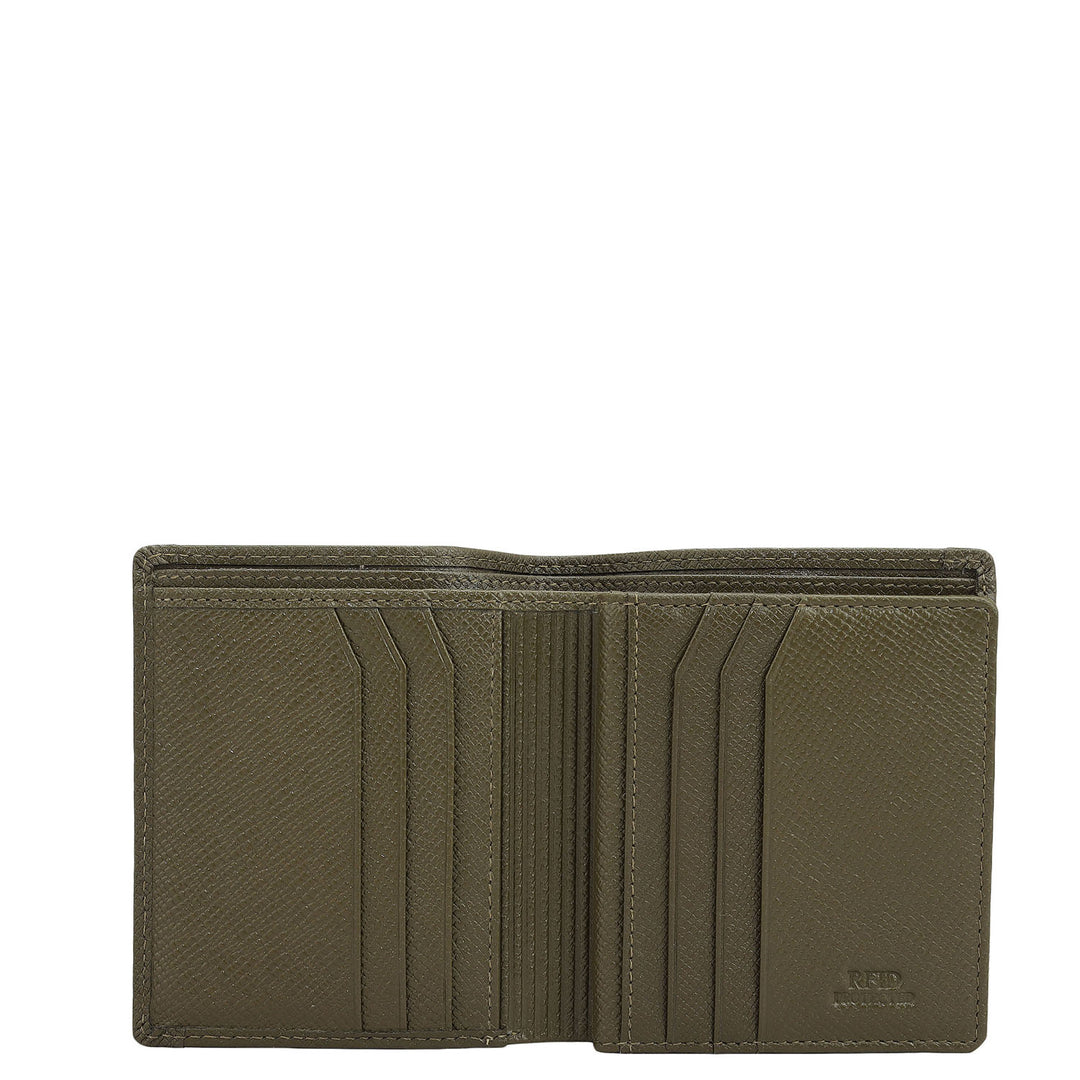 Military Green Bifold Leather Mens Wallet