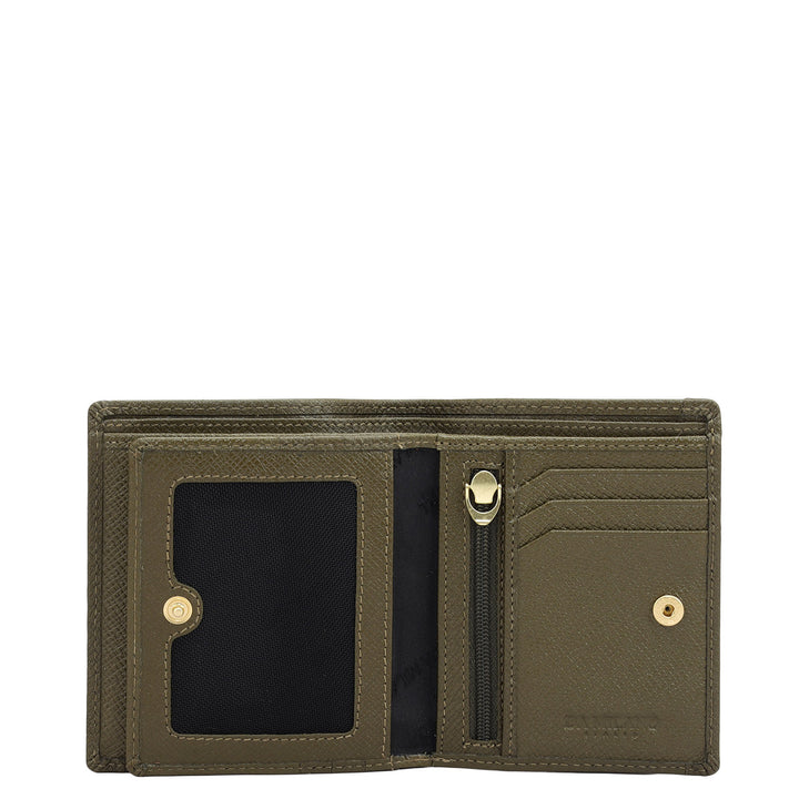Military Green Bifold Leather Mens Wallet