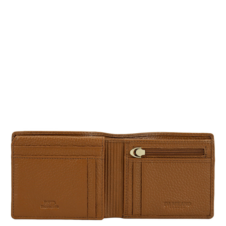 Caramel Bifold Leather Mens Wallet