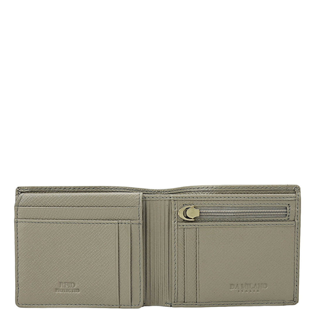 Stone Grey Bifold Leather Mens Wallet