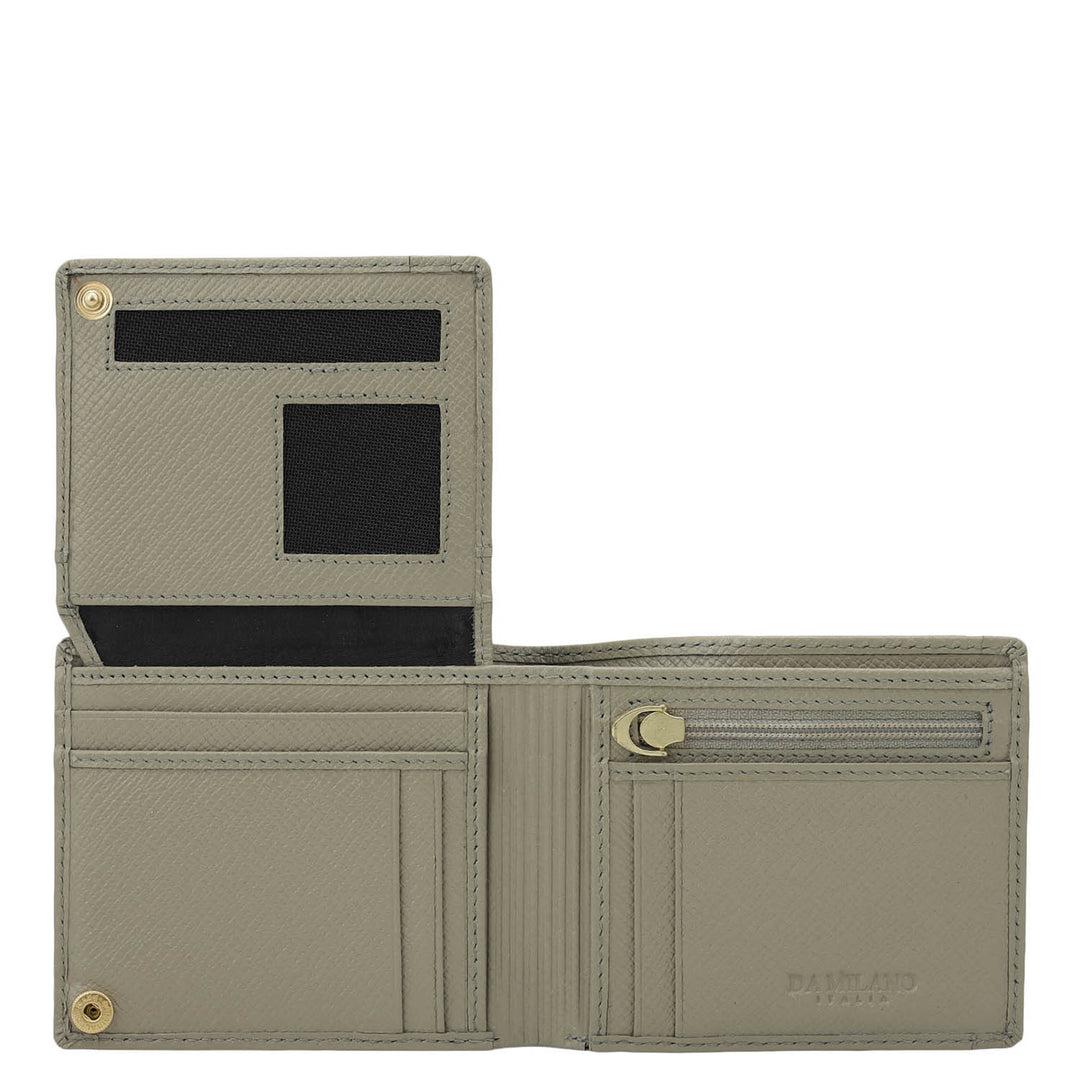 Stone Grey Bifold Leather Mens Wallet