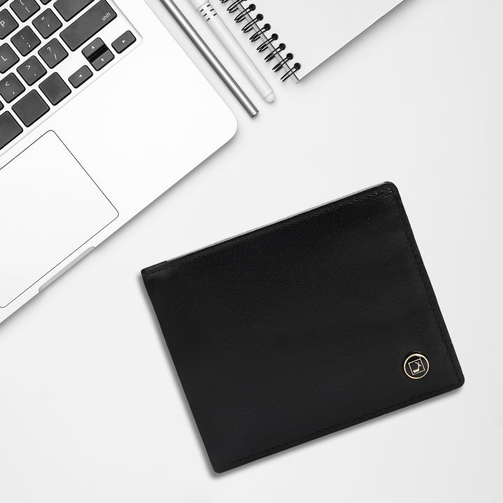 Black Bifold Leather Mens Wallet