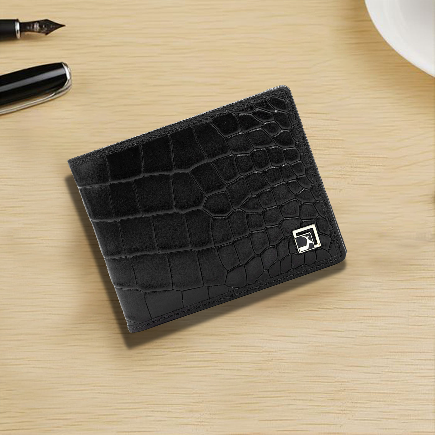 Black Bifold Leather Mens Wallet