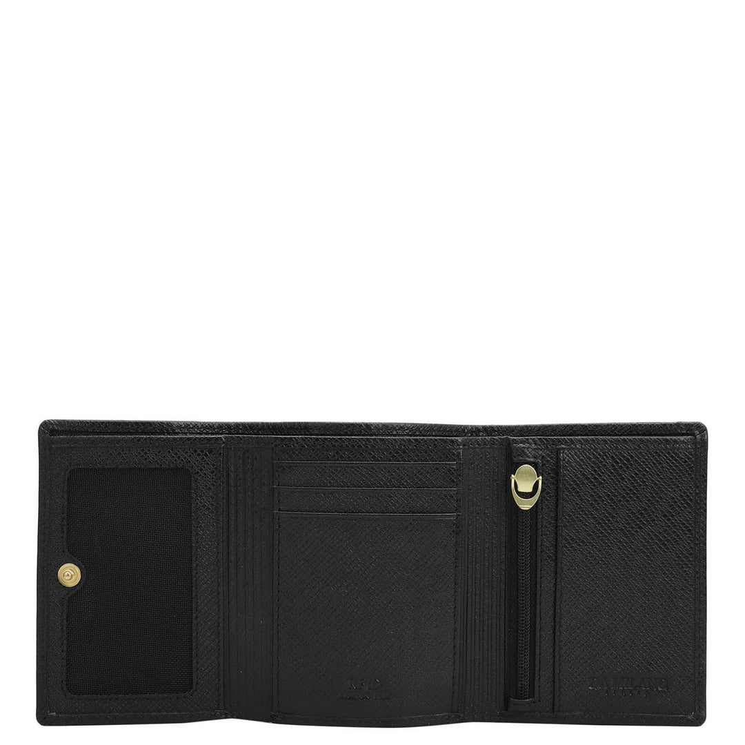 Black Trifold Leather Mens Wallet