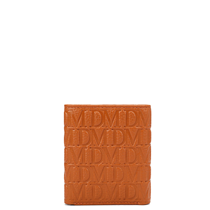 Orange Trifold Leather Mens Wallet