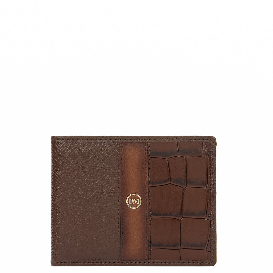 Croco-Texture Bifold Men's Wallet - Walnut
