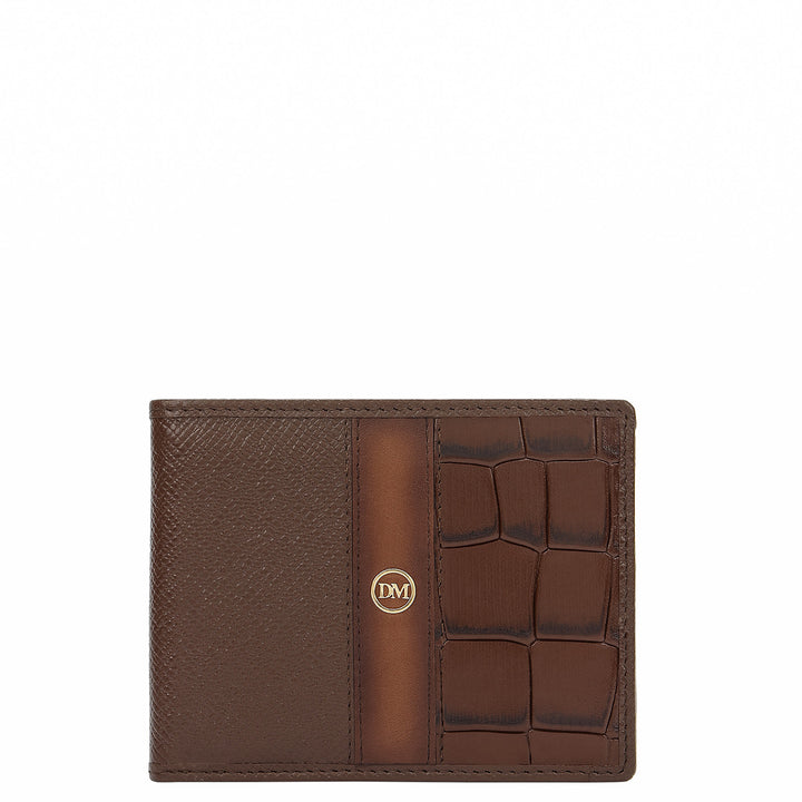 Croco-Texture Bifold Men's Wallet - Walnut
