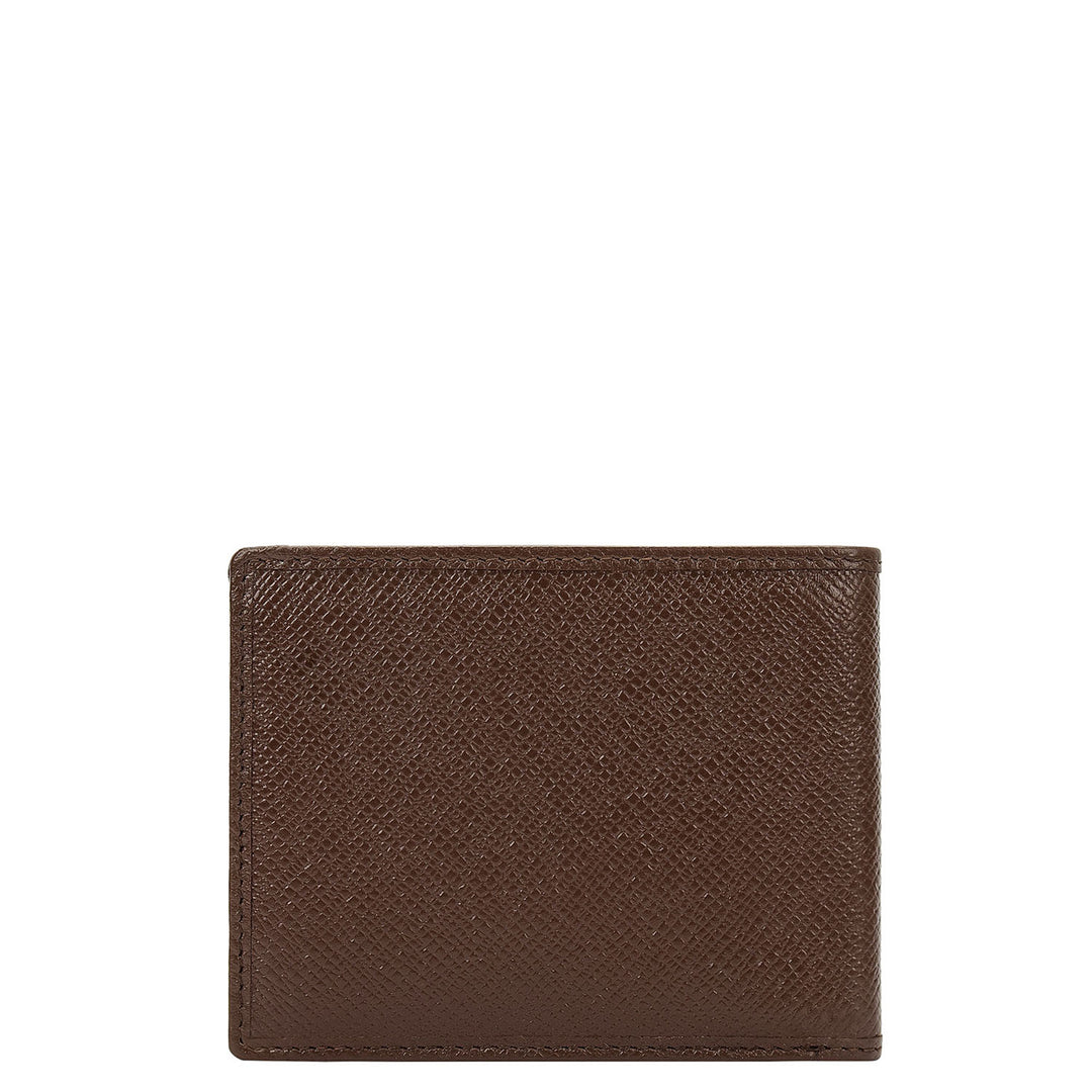 Croco-Texture Bifold Men's Wallet - Walnut