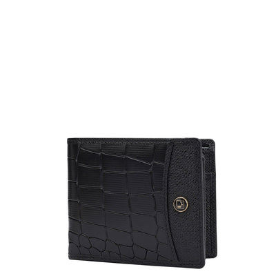 Croco Leather Mens Wallet - Black
