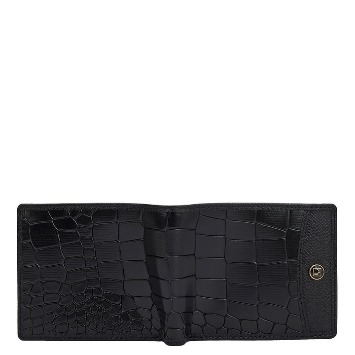 Croco Leather Mens Wallet - Black