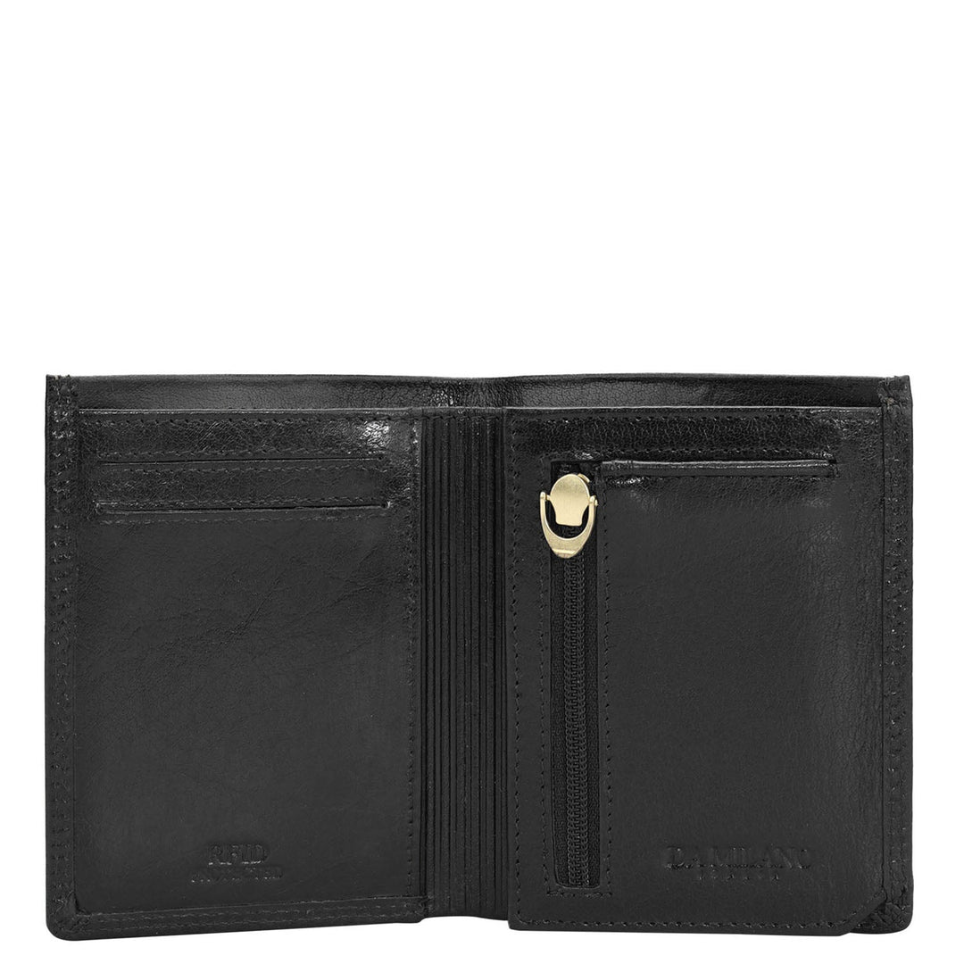 Black Bifold Leather Mens Wallet