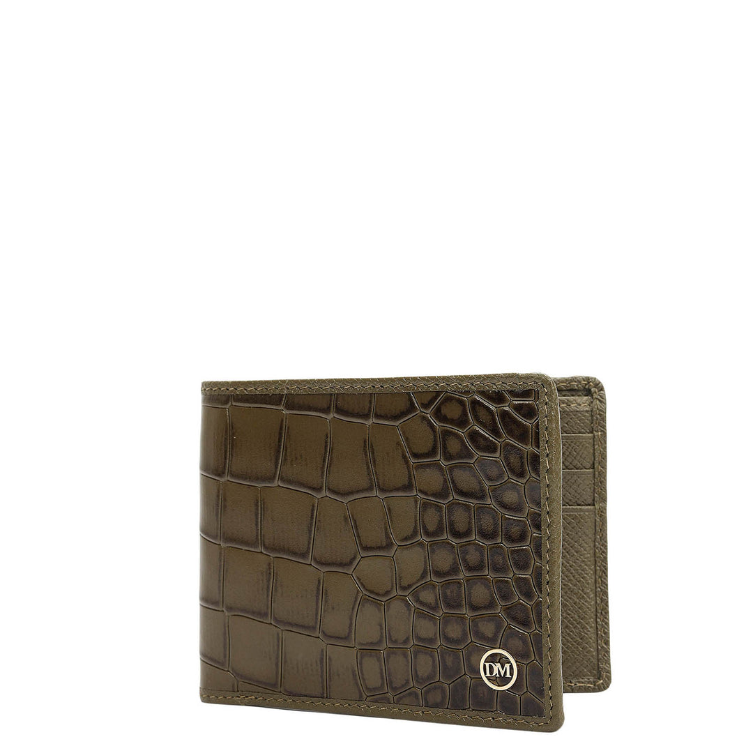 Military Green Bifold Leather Mens Wallet