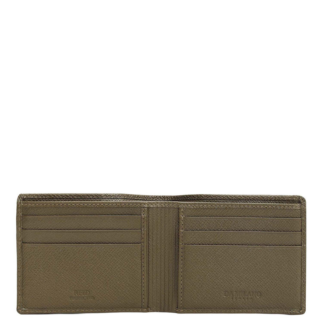 Military Green Bifold Leather Mens Wallet