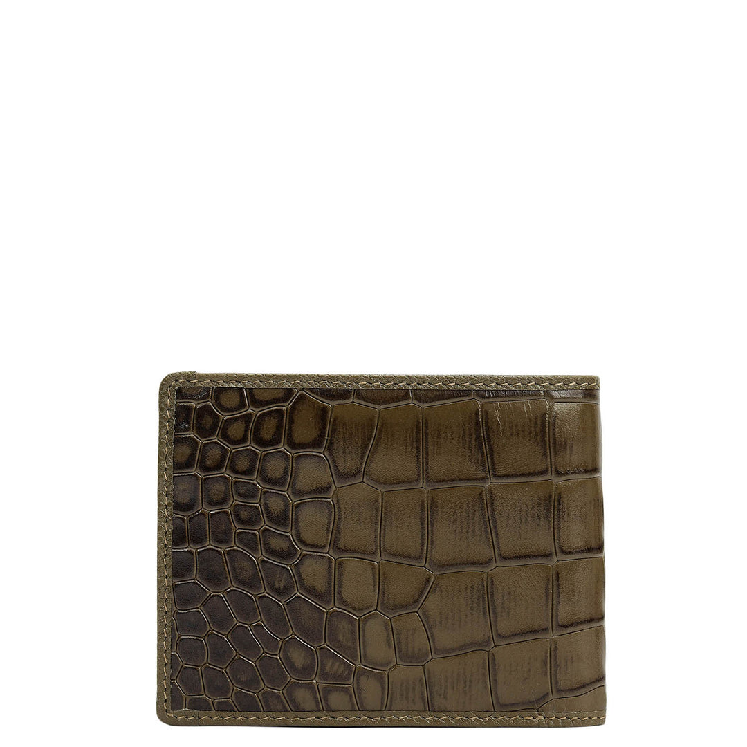 Military Green Bifold Leather Mens Wallet