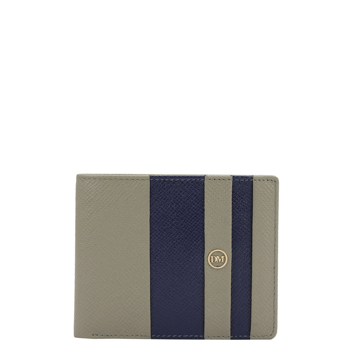 Stone Grey Ink Blue Bifold Leather Mens Wallet