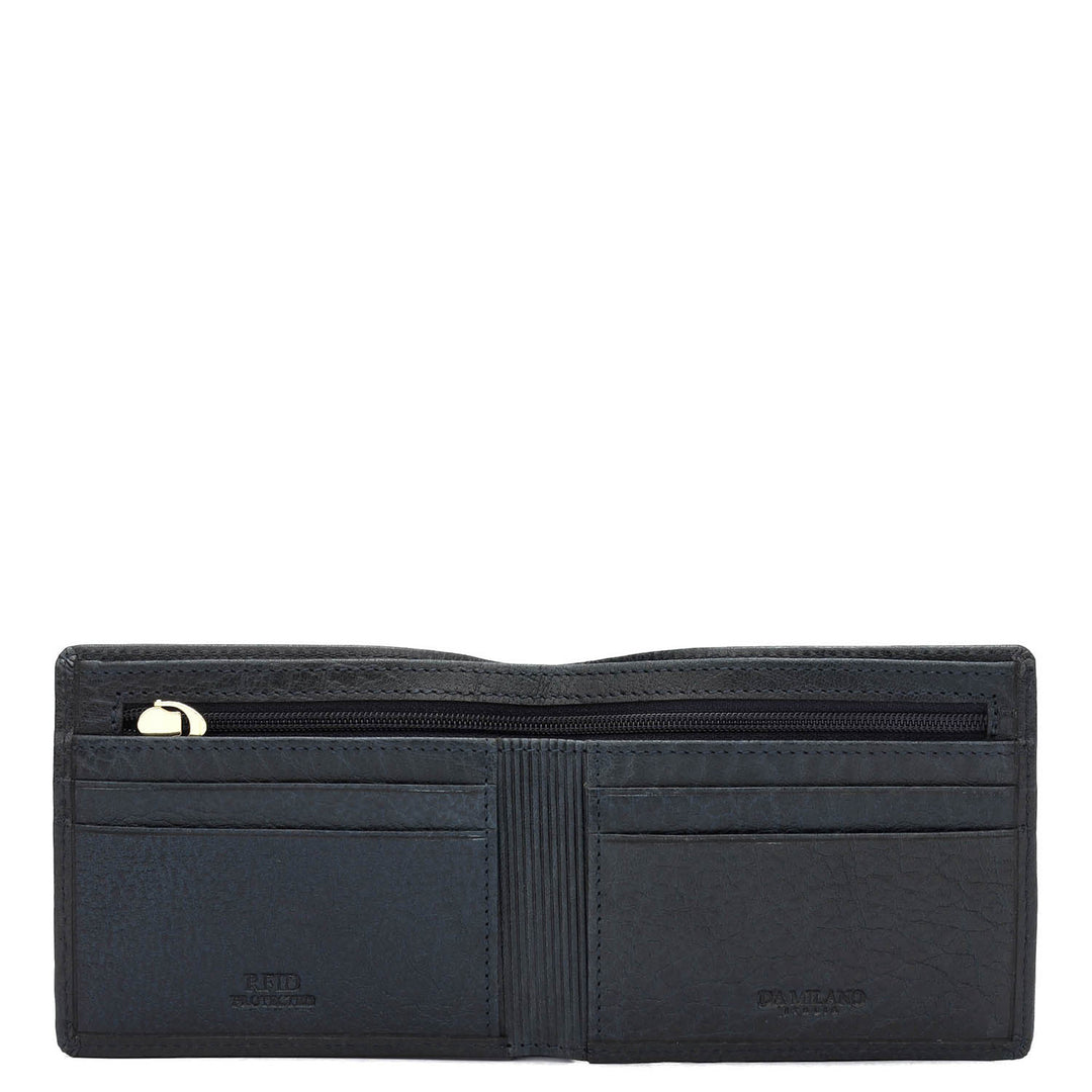 Navy Bifold Leather Mens Wallet
