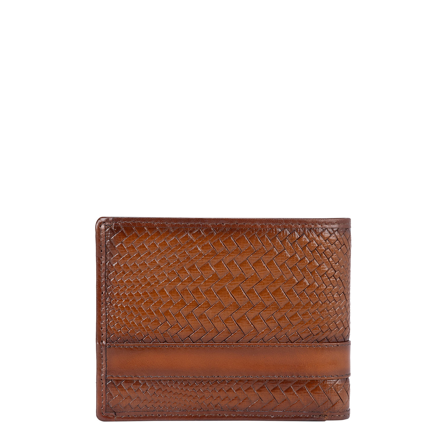Mat Emboss Leather Mens Wallet - Cognac