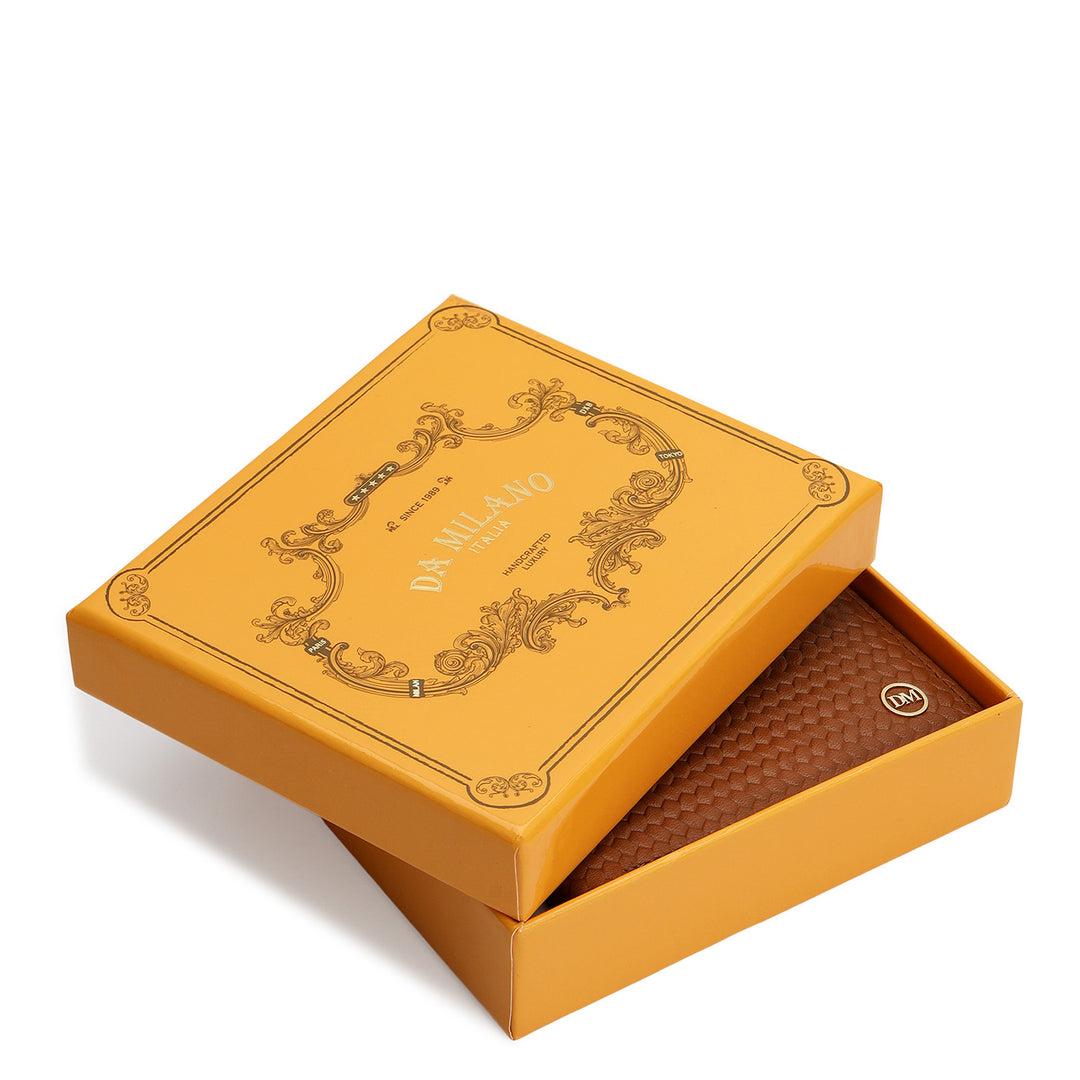Emboss Bifold Men's Wallet - Cognac