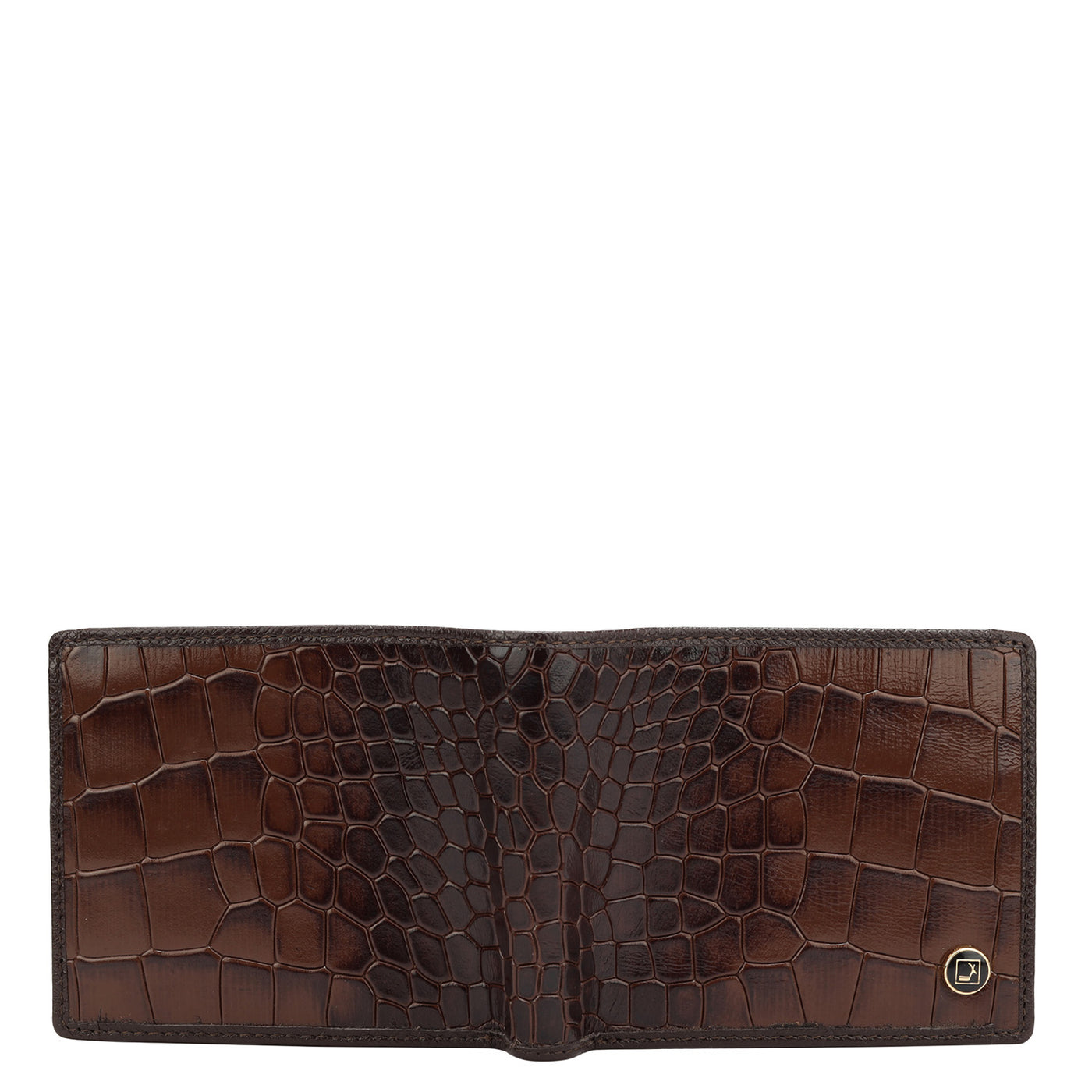 Croco Leather Mens Wallet - Brown