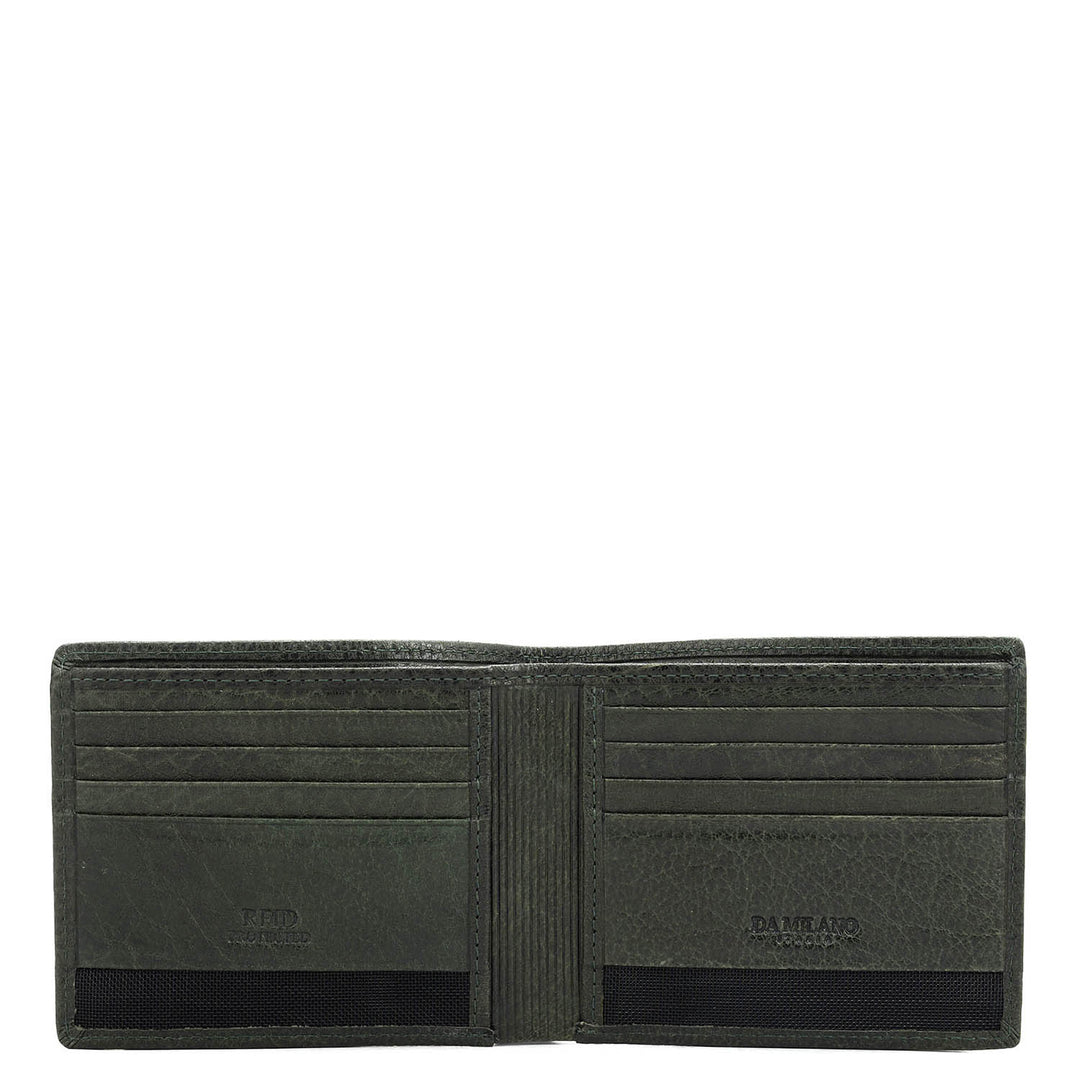 Green Bifold Leather Mens Wallet