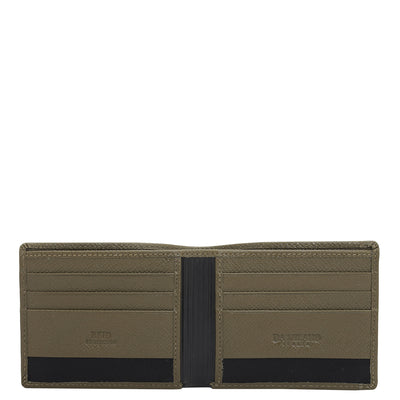 Military Green Bifold Leather Mens Wallet