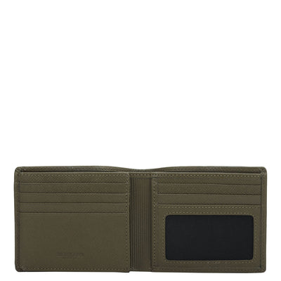 Military Green Bifold Leather Mens Wallet