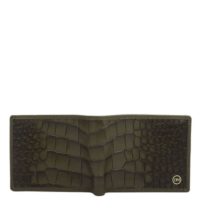 Military Green Bifold Leather Mens Wallet