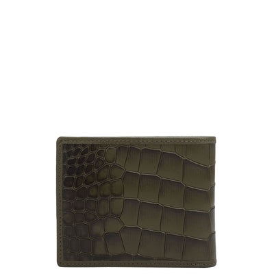Military Green Bifold Leather Mens Wallet