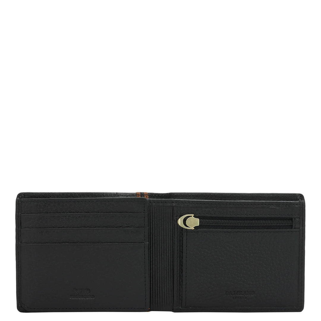 Black Bifold Leather Mens Wallet