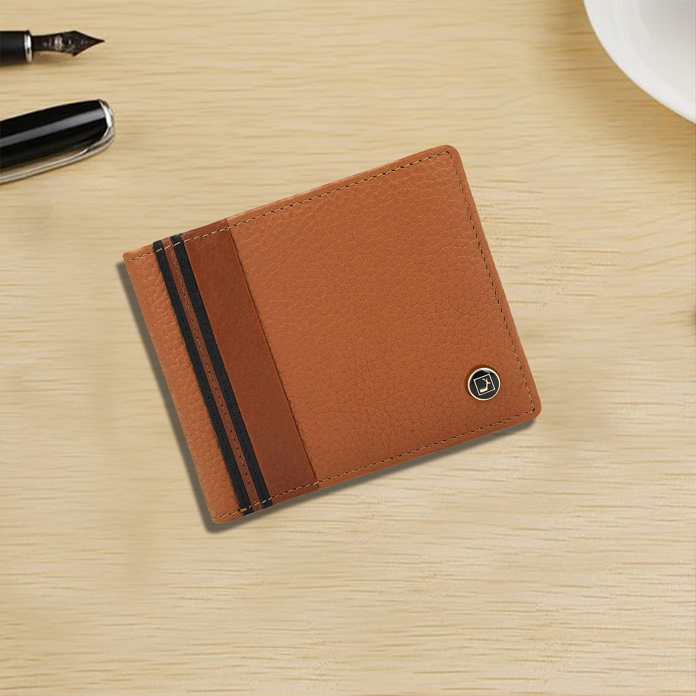 Tan Bifold Leather Mens Wallet