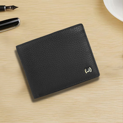 Black Bifold Leather Mens Wallet