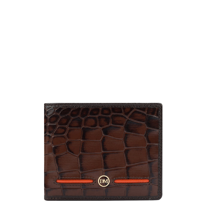 Croco Leather Mens Wallet - Brown