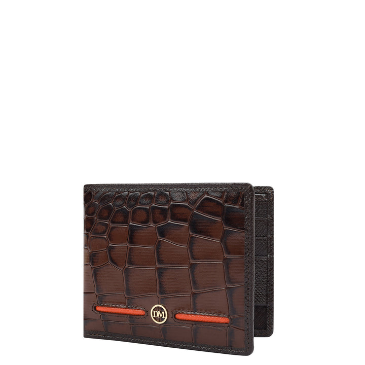 Croco Leather Mens Wallet - Brown