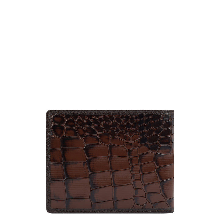 Croco Leather Mens Wallet - Brown