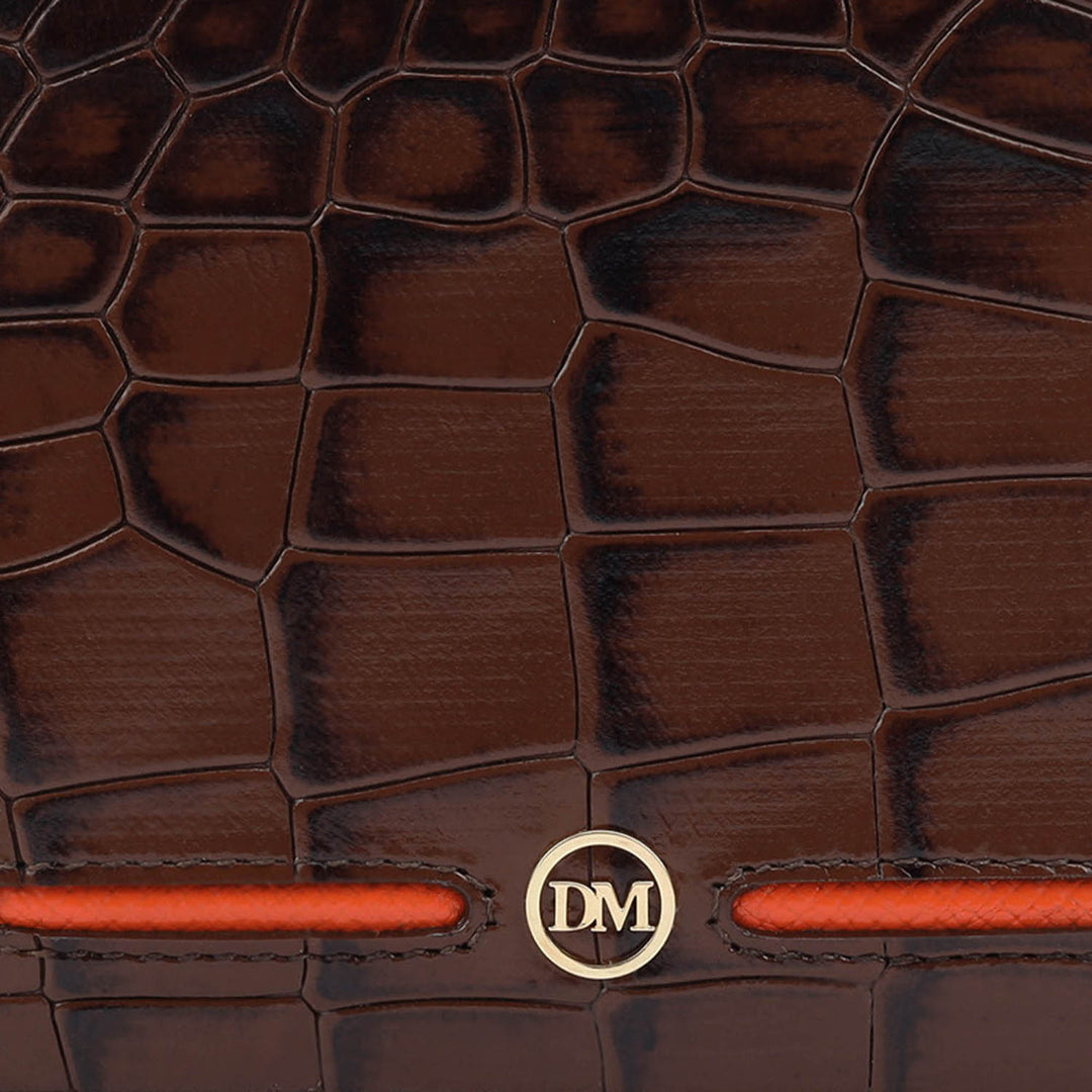 Croco Leather Mens Wallet - Brown