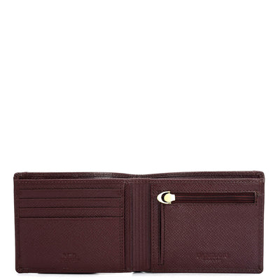 Wine Bifold Leather Mens Wallet