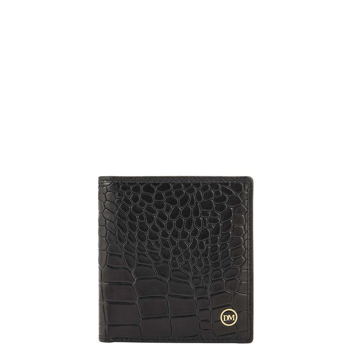 Croco- Texture Bifold Men's Wallet - Black