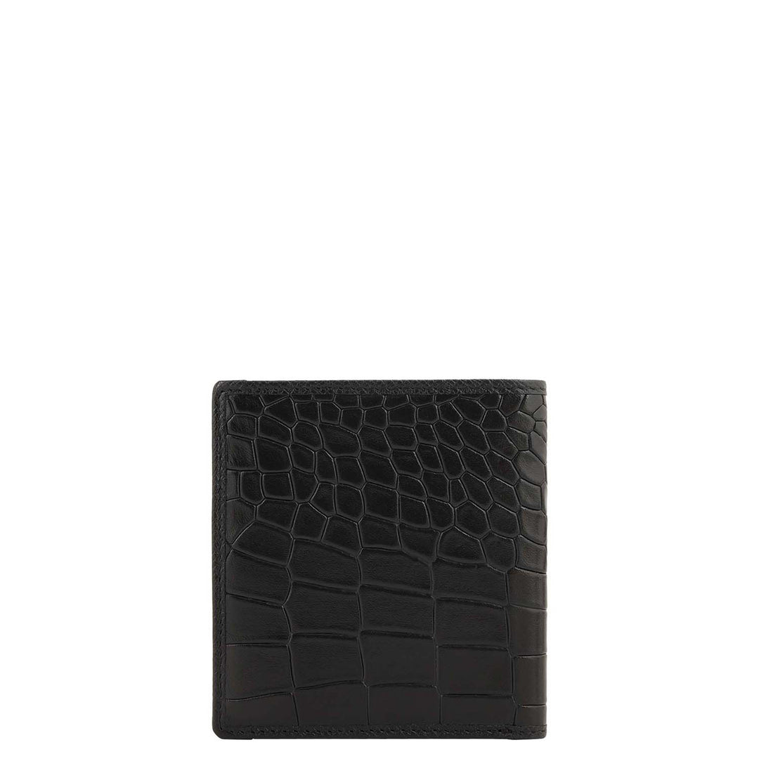 Croco- Texture Bifold Men's Wallet - Black