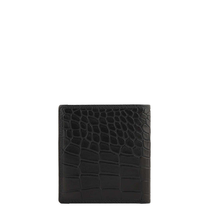 Croco- Texture Bifold Men's Wallet - Black