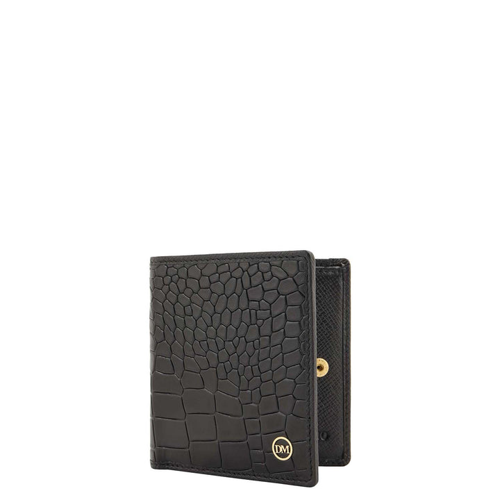 Croco- Texture Bifold Men's Wallet - Black