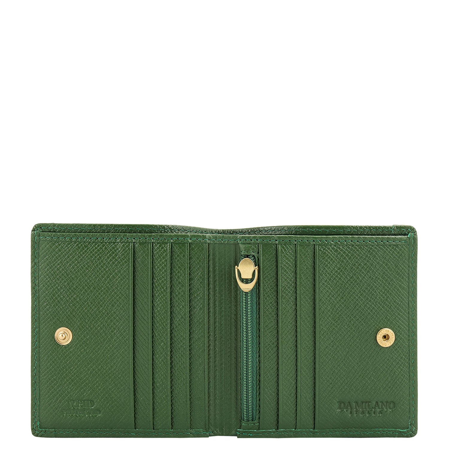 Croco-Texture Bifold Men's Wallet - Emerald Green – Da Milano