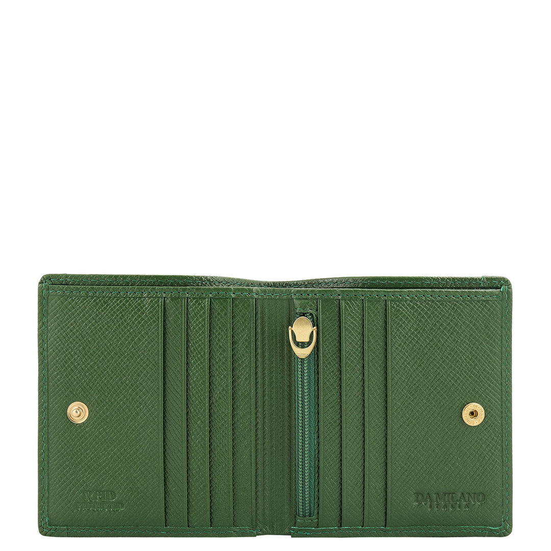 Croco-Texture Bifold Men's Wallet - Emerald Green