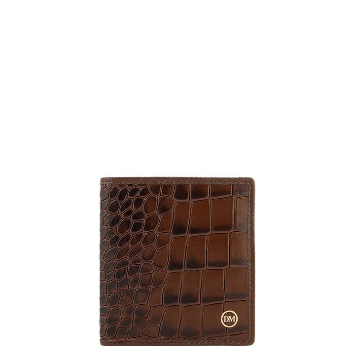 Croco- Texture Bifold Men's Wallet - Walnut