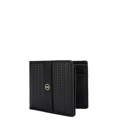 Mat Emboss Leather Mens Wallet - Black